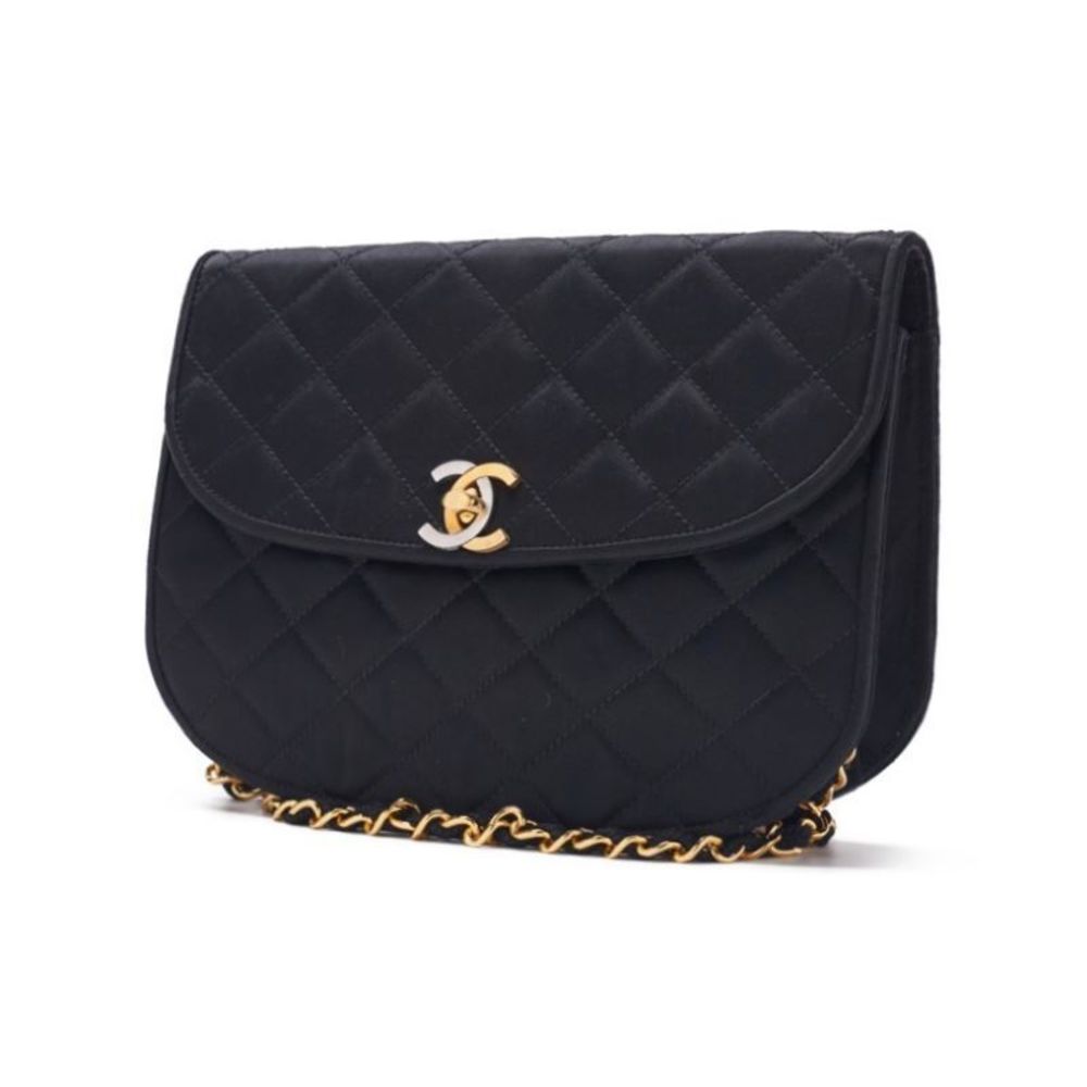 Chanel Satin Limited Matelasse Black Shoulder Paris Bag Chain Leather